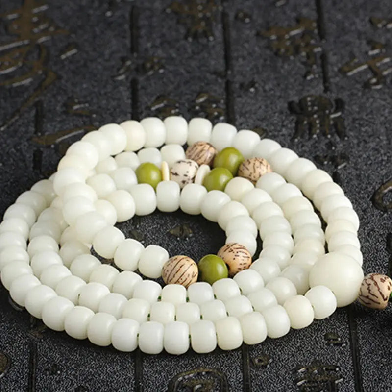 Buddha Stones "Hoping for Serenity and Mindfulness" Bodhi Lotus Mala Includes Gift Message Card Fortune Jewel