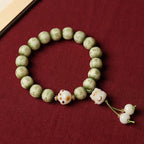 Fortune Jewel Green Bodhi Seed Cat Paw Om Mani Padme Hum Engraved Wisdom Bracelet