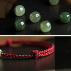 Fortune Jewel Natural Cinnabar Chinese Zodiac Hetian Jade Fu Character Luck Rope Bracelet