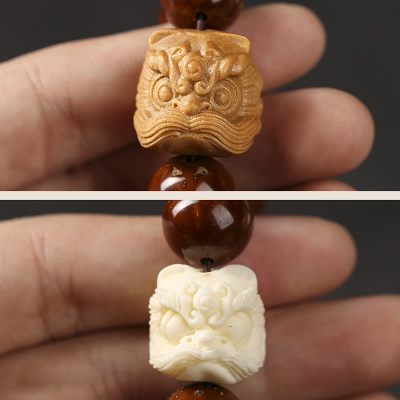 Fortune Jewel Purple Bodhi Seed Dancing Lion Wisdom Bracelet