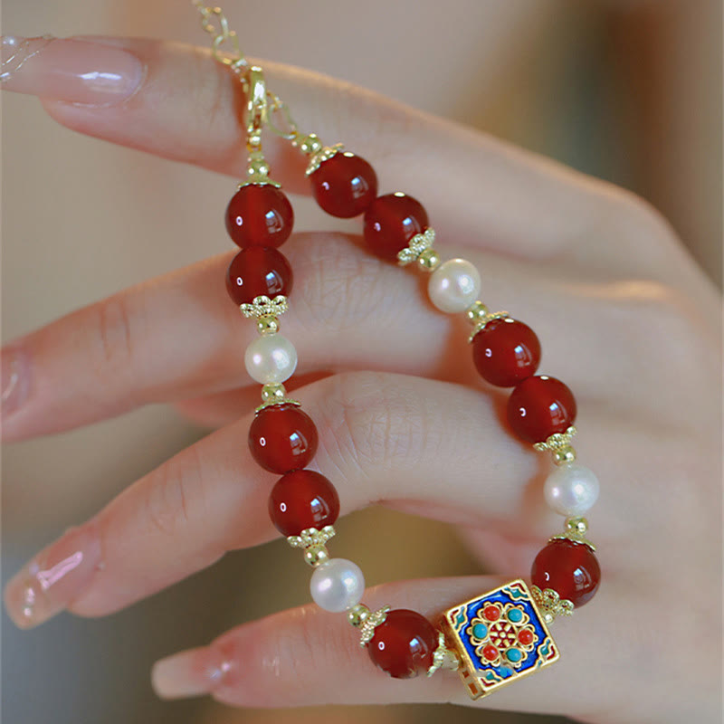 Fortune Jewel Red Agate Pearl Confidence Self-acceptance Bracelet