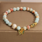 Fortune Jewel Shoushan Stone Pearl Butterfly Wealth Bracelet