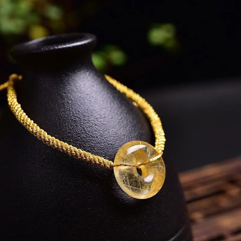 Fortune Jewel Round Citrine Peace Buckle Happiness Braided Bracelet
