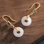 Fortune Jewel FengShui White Jade Butterfly Fortune Earrings