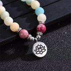 Fortune Jewel Lazurite Picasso Jasper Amazonite Rhodonite Apatite Positive Lotus Prayer Bead Bracelet