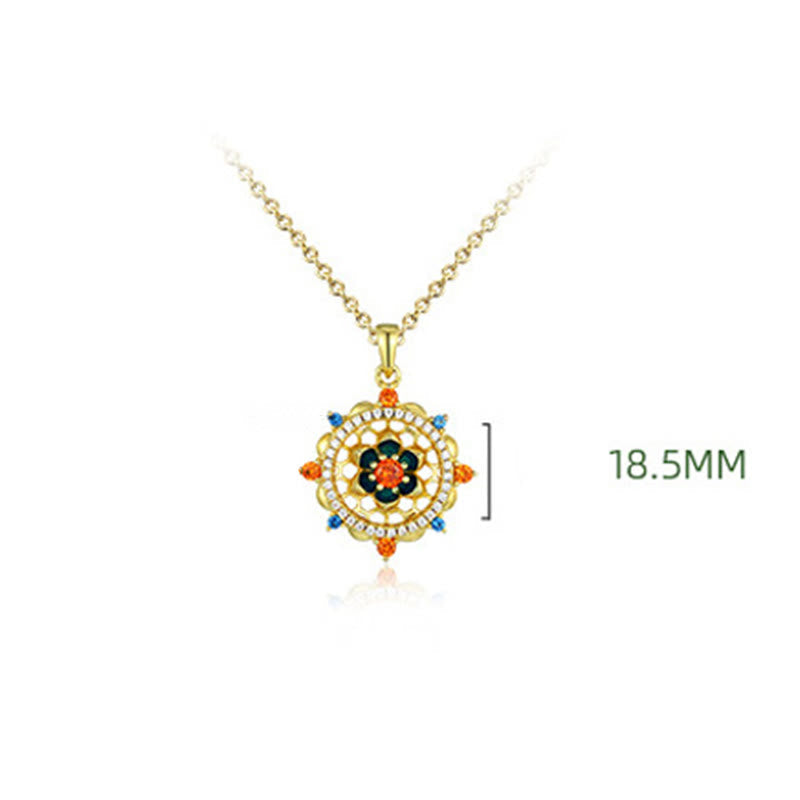 Fortune Jewel 925 Sterling Silver Lotus Flower Colorful Zircon New Beginning Necklace Pendant Fortune Jewel