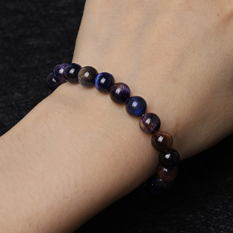 Fortune Jewel Natural Purple Tiger Eye Protection Strength Bracelet