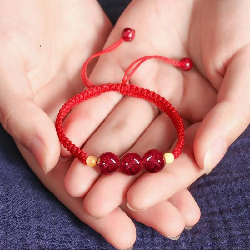 Fortune Jewel Cinnabar Blessing Red String Bracelet For Kids