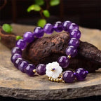 Fortune Jewel Natural Amethyst Crystal Flower Spiritual Healing Bracelet