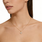 925 Sterling Silver CZ Four Leaf Clover Necklace – White Gold Color Collarbone Chain for Women