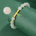 Fortune Jewel 925 Sterling Silver Hetian White Jade Bamboo Luck Bracelet