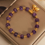 Fortune Jewel Natural Amethyst Lotus Healing Spiritual Bracelet