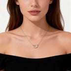 Lucky Star and Moon CZ Necklace for Women