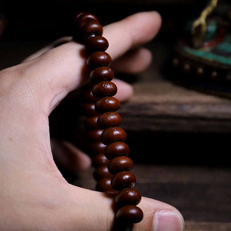 Fortune Jewel Natural Tibet 108 Mala Beads Purple Bodhi Seed Three-eyed Dzi Bead Copper Dorje Harmony Bracelet