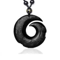 Fortune Jewel Natural Black Obsidian Ice Obsidian Strength Necklace Pendant