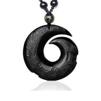 Fortune Jewel Natural Black Obsidian Ice Obsidian Strength Necklace Pendant