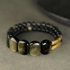 Fortune Jewel Black Obsidian Gold Sheen Obsidian Strengthen Bracelet