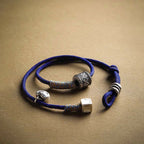 Fortune Jewel Handmade Tibetan Om Mani Padme Hum Carved Auspicious Amulet Double Wrap Rope Bracelet