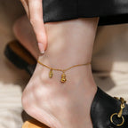 Fortune Jewel 18k Gold Plated Copper Lucky Gourd Design Wealth Buckle Anklet