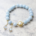 Fortune Jewel Aquamarine Pearl Healing Moonstone Beads Charm Bracelet