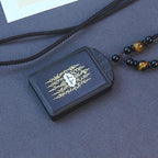 Fortune Jewel 999 Sterling Silver Ebony Wood Lotus Inlaid Calm Necklace Pendant Fortune Jewel