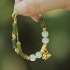 Fortune Jewel Green Bamboo Jade Lily of the Valley Wealth Bracelet