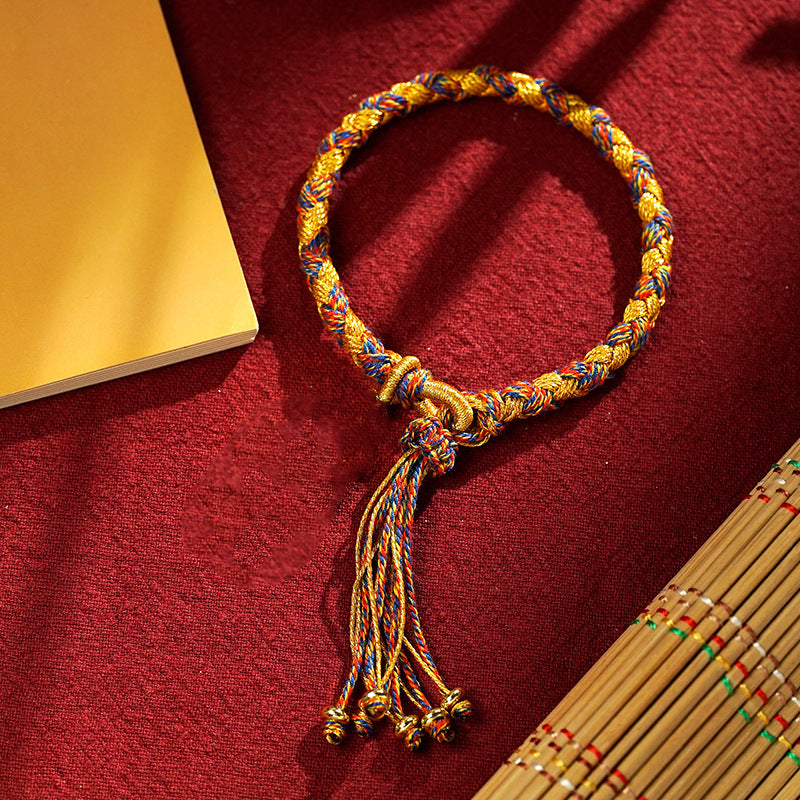 Fortune Jewel Handmade Tibetan Five God Of Wealth Dragon Scale Rope Luck Braid Bracelet