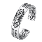 Fortune Jewel 925 Sterling Silver Vajra Dorje Engraved Spiritual Power Bracelet Bangle