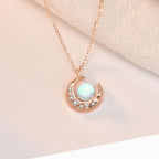 Fortune Jewel 925 Sterling Silver Moonstone Moon Pattern Love Necklace Pendant