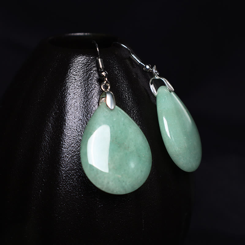Fortune Jewel Natural Aventurine Dangle Healing Drop Earrings