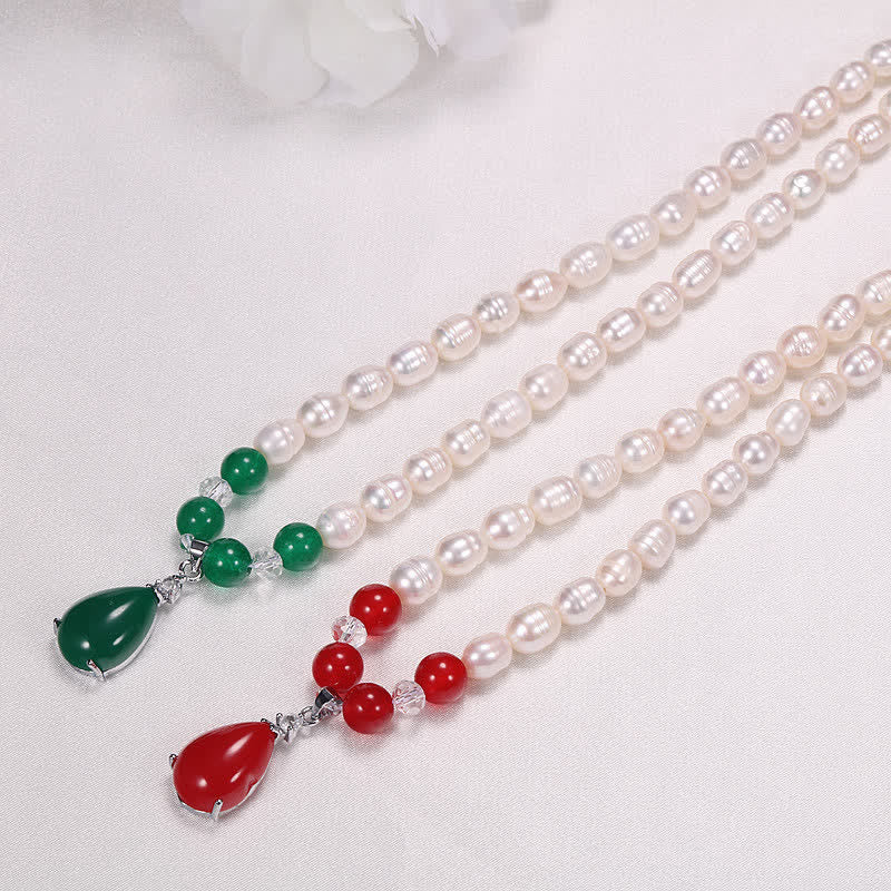 Fortune Jewel Pearl Bead Waterdrop Calm Peace Necklace Pendant
