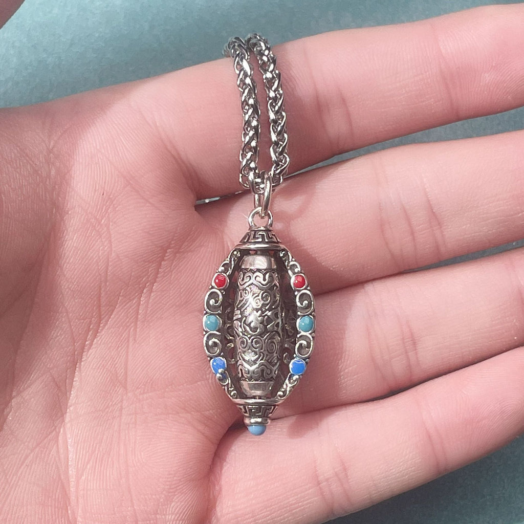 Fortune Jewel Tibetan Om Mani Padme Hum Purity Rotatable Necklace Pendant
