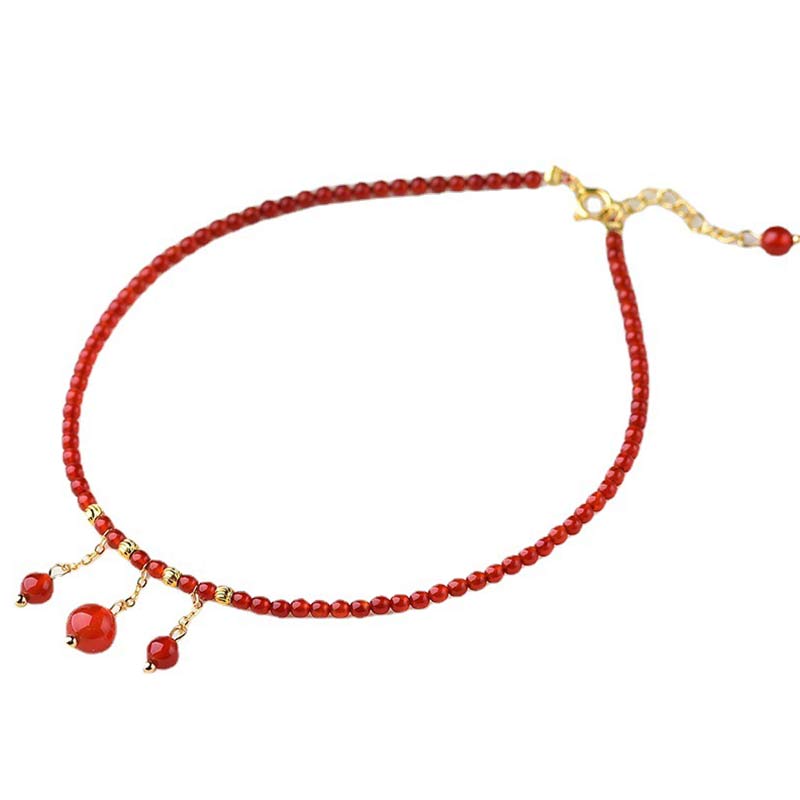 Fortune Jewel Red Agate Confidence Calm Anklet