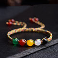 Fortune Jewel Colorful Agate Metal Wood Water Fire Earth Five Elements String Bracelet