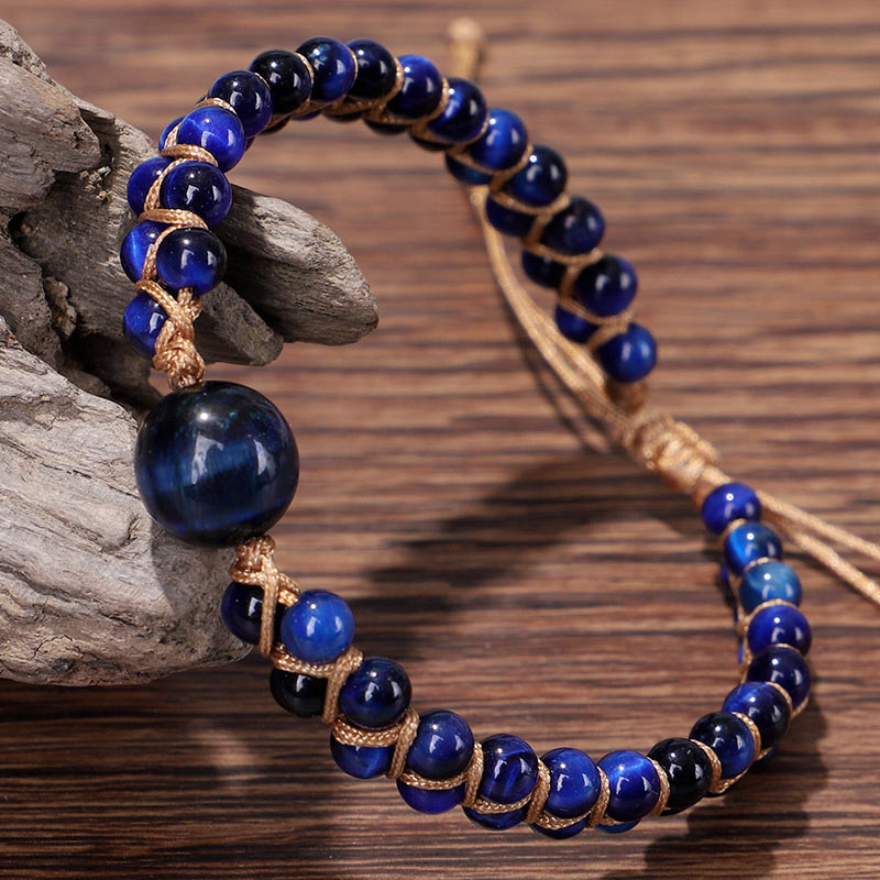 Fortune Jewel Divine Blue Tiger Eye Stone Protection Bracelet