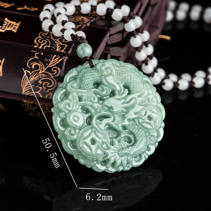 Fortune Jewel Chinese Zodiac Dragon Jade Fortune Necklace String Pendant Fortune Jewel