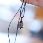 Fortune Jewel Natural Silver Sheen Obsidian Dancing Lion Protection Necklace Pendant
