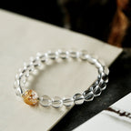 Fortune Jewel Natural Black Obsidian White Crystal Black Onyx Dragon Strength Bracelet