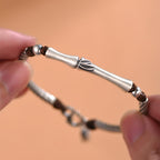 Fortune Jewel 999 Sterling Silver Bamboo Pattern Cicada Luck Wealth Bracelet