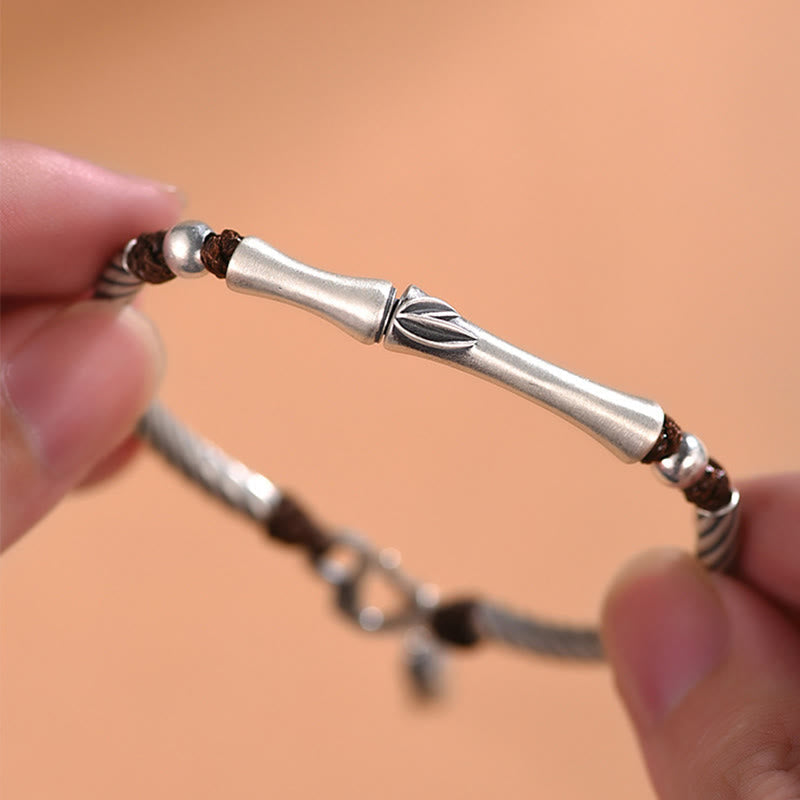 Fortune Jewel 999 Sterling Silver Bamboo Pattern Cicada Luck Wealth Bracelet