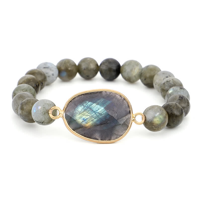 Fortune Jewel Natural Labradorite Moonstone Support Healing Beaded Bracelet