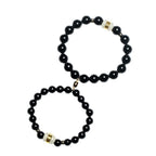 Fortune Jewel Black Obsidian Jade Om Mani Padme Hum Strength Couple Magnetic Bracelet