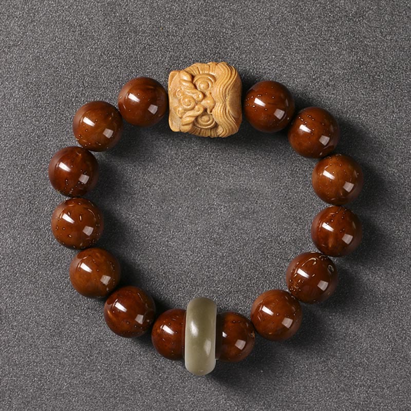 Fortune Jewel Purple Bodhi Seed Dancing Lion Wisdom Bracelet