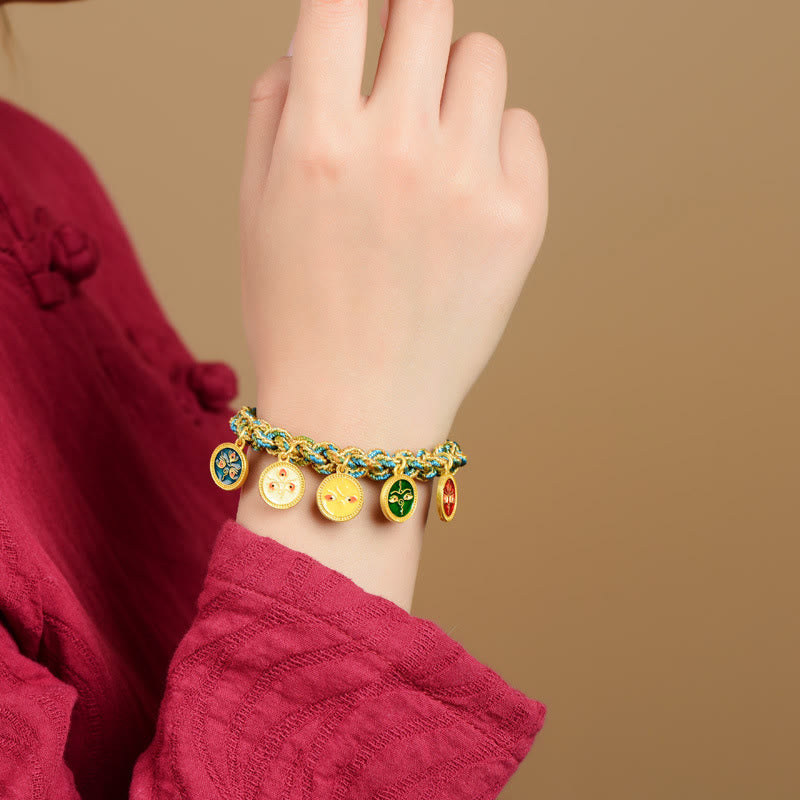 Fortune Jewel Tibetan Five God Of Wealth Luck Handcrafted Braid String Bracelet