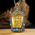Fortune Jewel Tibet Chinese Zodiac Natal Buddha Thangka Prosperity Rotatable Dzi Bead Necklace Pendant Fortune Jewel