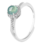 Fortune Jewel 925 Sterling Silver Round Jade Luck Prosperity Adjustable Ring