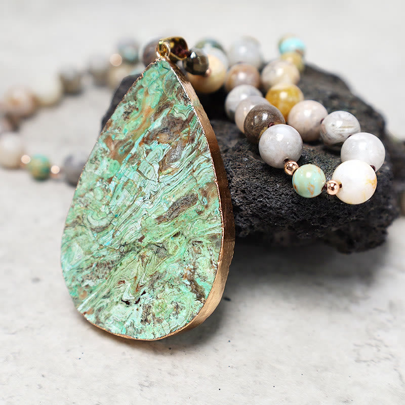 Fortune Jewel Natural Ocean Picasso Jasper Beaded Healing Neckace