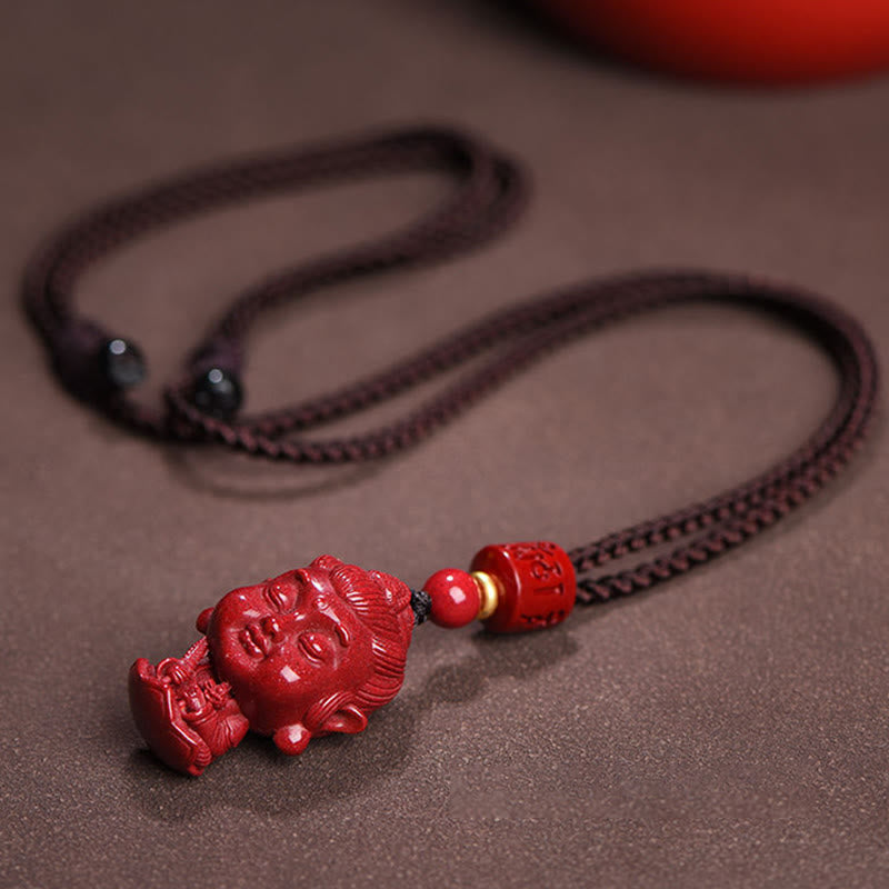 Fortune Jewel Chinese Zodiac Natal Buddha Natural Cinnabar Amulet Keep Away Evil Spirits Necklace Pendant