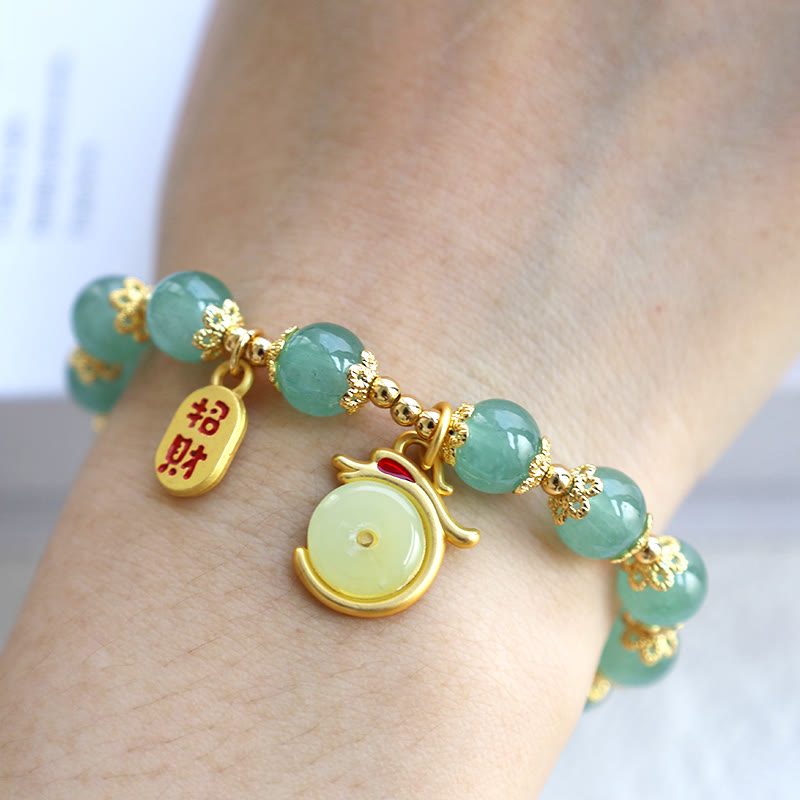 Fortune Jewel Year of the Dragon Red Agate Green Aventurine Peace Buckle Fu Character Lucky Fortune Bracelet