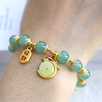 Fortune Jewel Year of the Dragon Red Agate Green Aventurine Peace Buckle Fu Character Lucky Fortune Bracelet